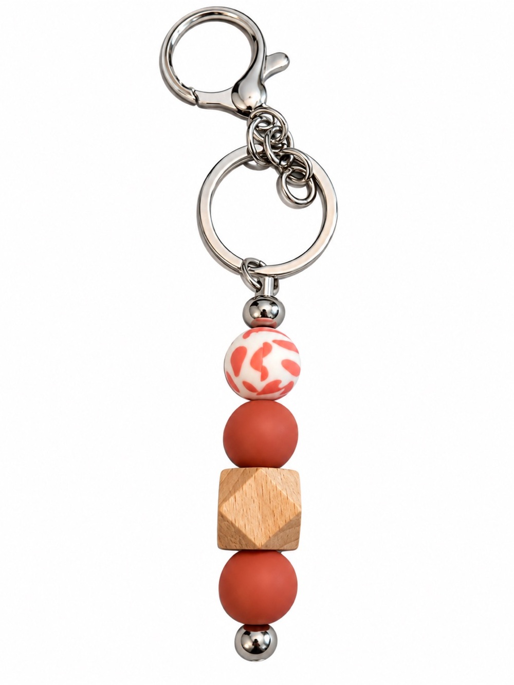 Handmade ….Coral Bead & Wood Keychain - Women Accessories